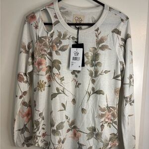 Chaser floral top NWT slit in shoulder women’s